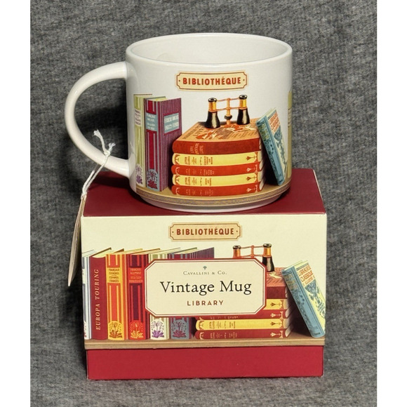 Cavallini & Co San Francisco Library Books Ceramic Coffee Mug 14 oz New - Picture 1 of 6